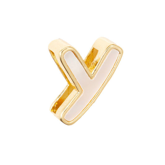 Separador Chapa con Madre Perla Letra Y 10x14mm Dorado