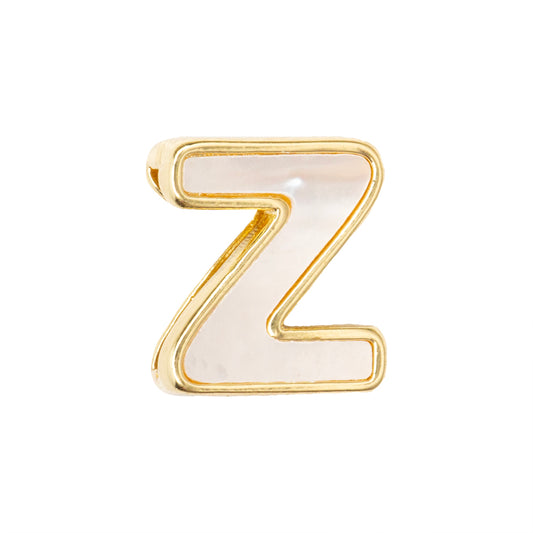 Separador Chapa con Madre Perla Letra Z 10x14mm Dorado