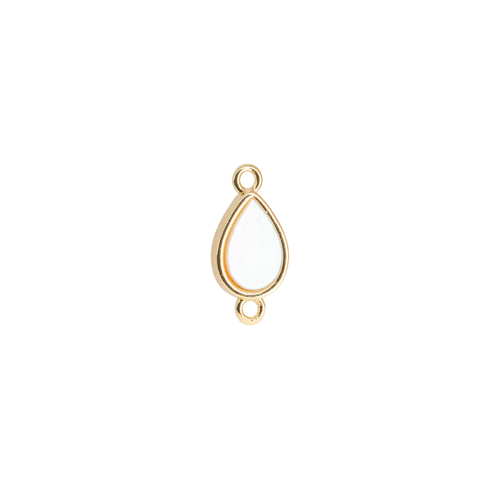 Separador Gota con Madre Perla 10.6x5mm Dorado