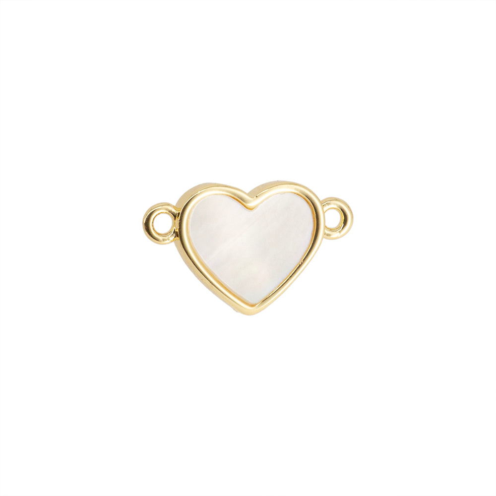 Separador Corazón con Madre Perla 14.3x8.5mm Dorado
