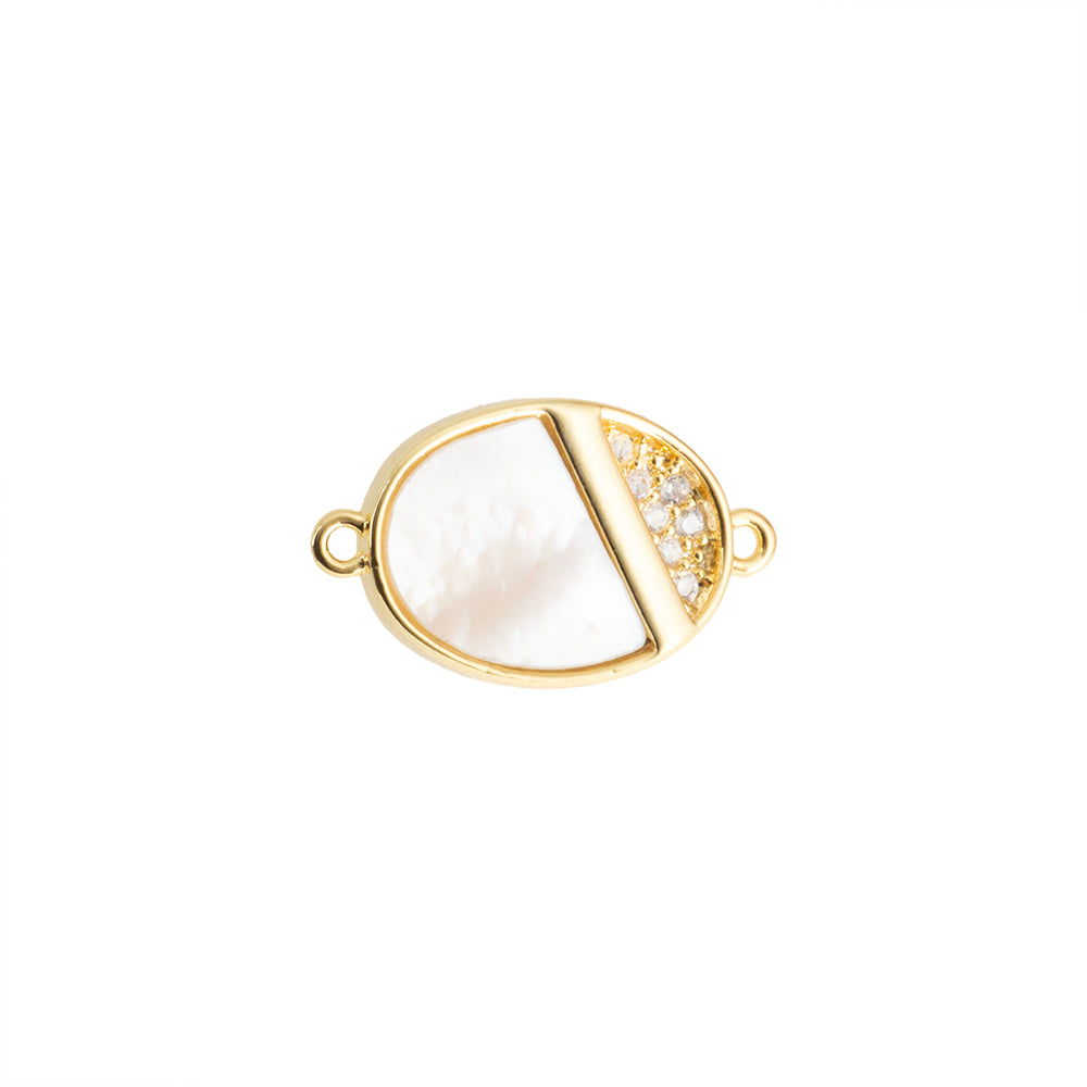 Separador Oval con Madre Perla y Criconia 14.8x8.7mm Dorado