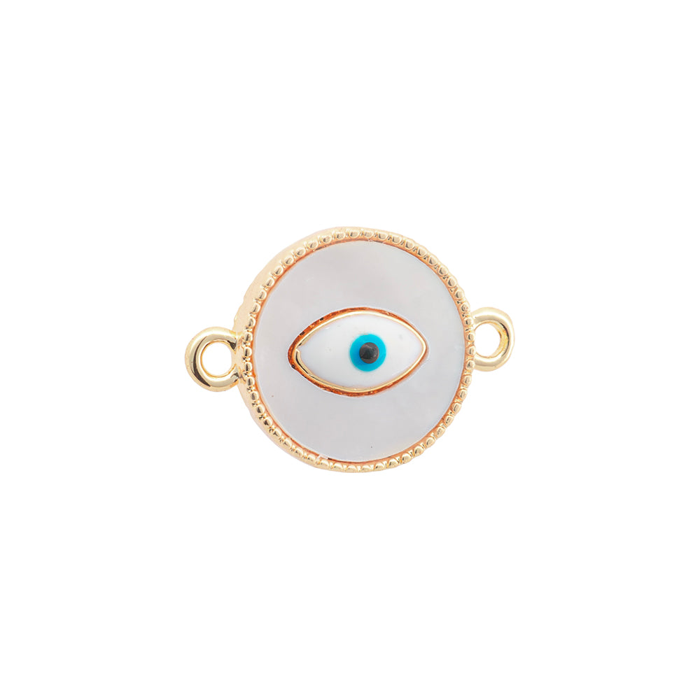 Separador Ojo con Madre Perla Circular 16.5x12mm Dorado