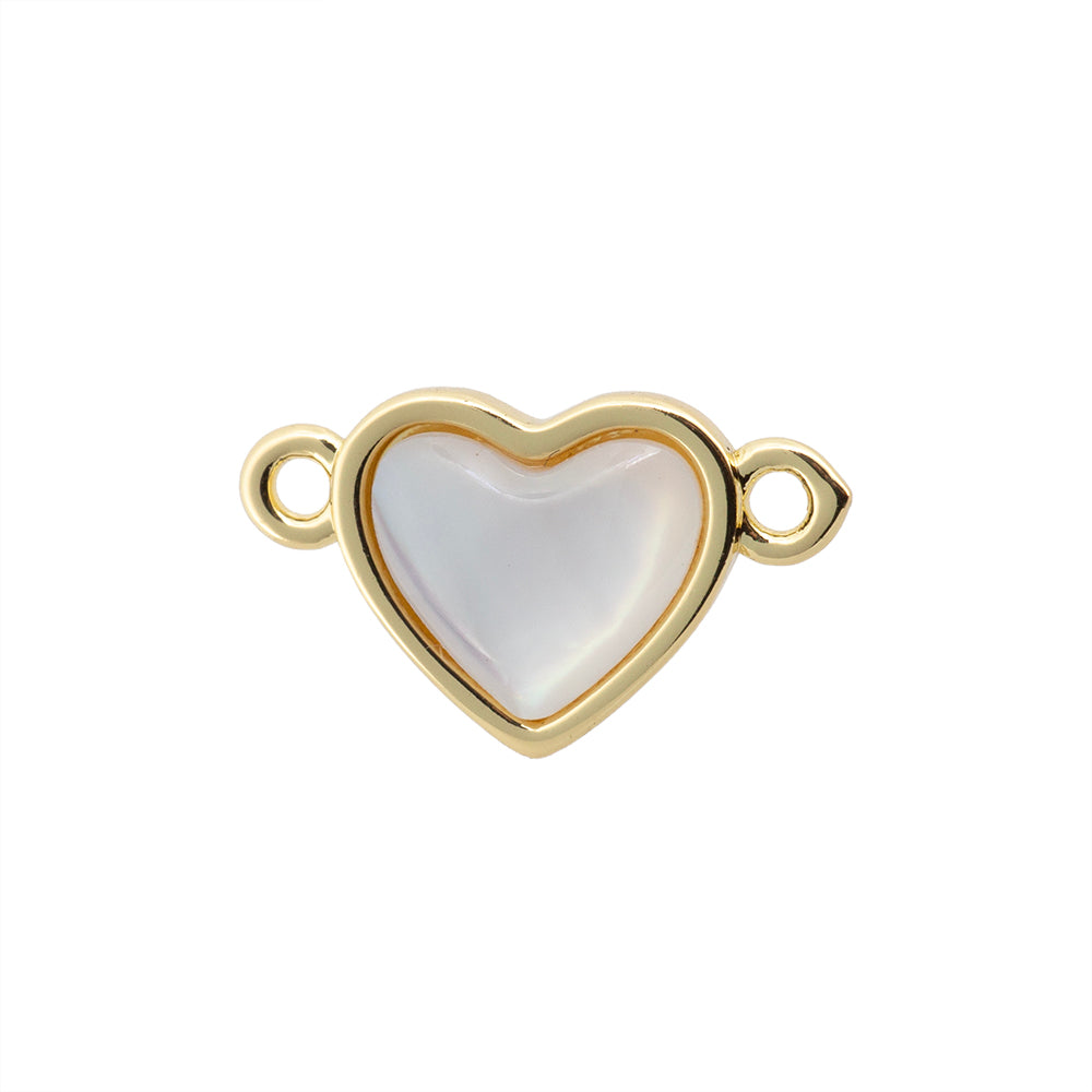 Separador Corazón con Madre Perla 18x11mm Dorado