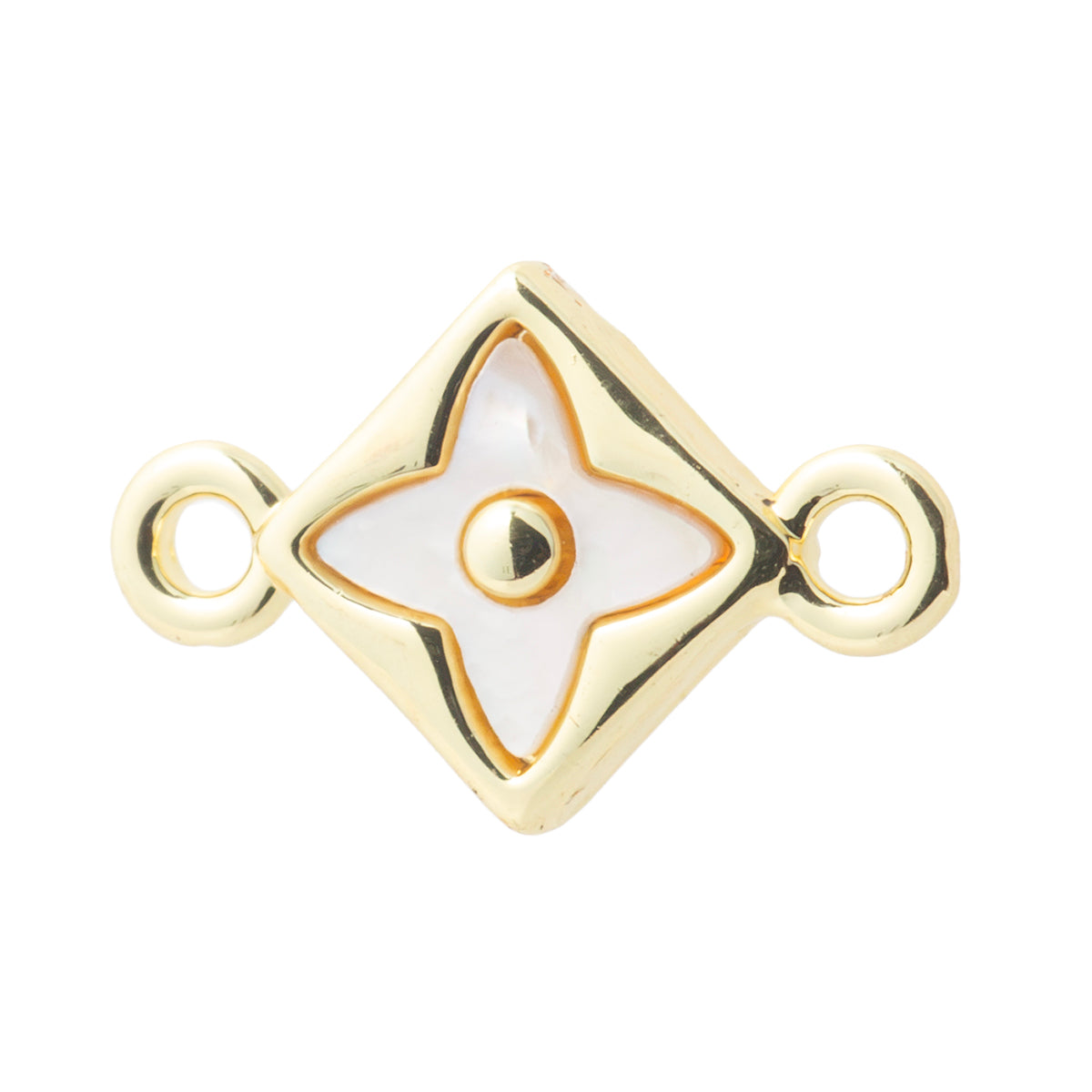 Conector Flor con Madre Perla 15x9mm Dorado