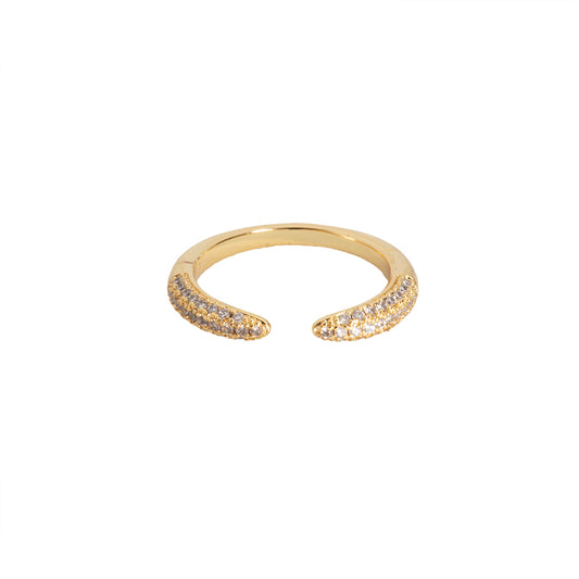 Anillo Chapa con Circonia Ajustable Dorado