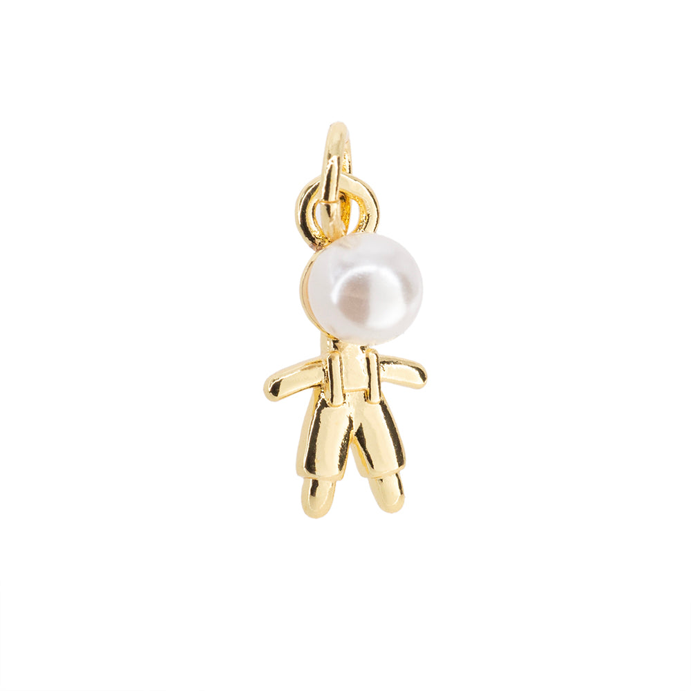 Dije Niño con Perla 14.5x7.5mm Dorado