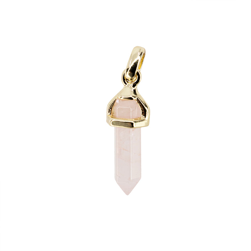 Dije Pendulo Cuarzo Rosa 20x7.5mm Dorado