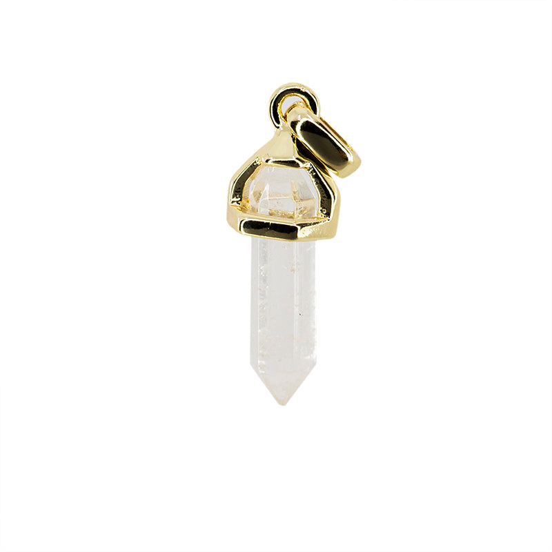 Dije Pendulo Cuarzo Transparente 20x7.5mm Dorado