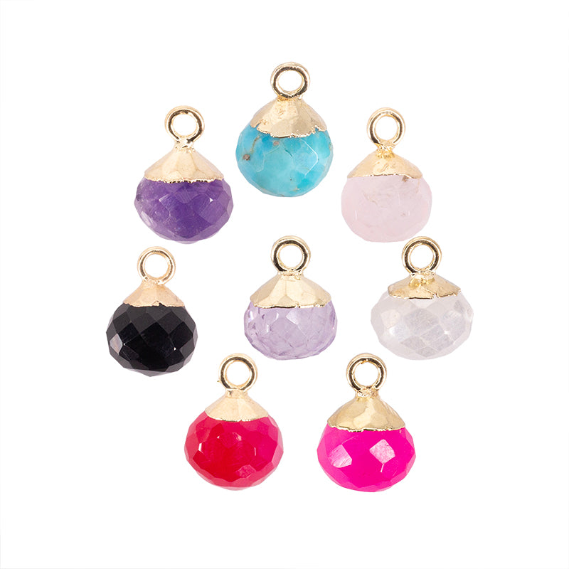 Dije Piedra Varios Esfera Facetada 10x7mm Varios Colores