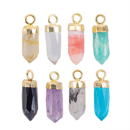 Dije Péndulo Piedras Facetado 16-17x5-6mm Dorado