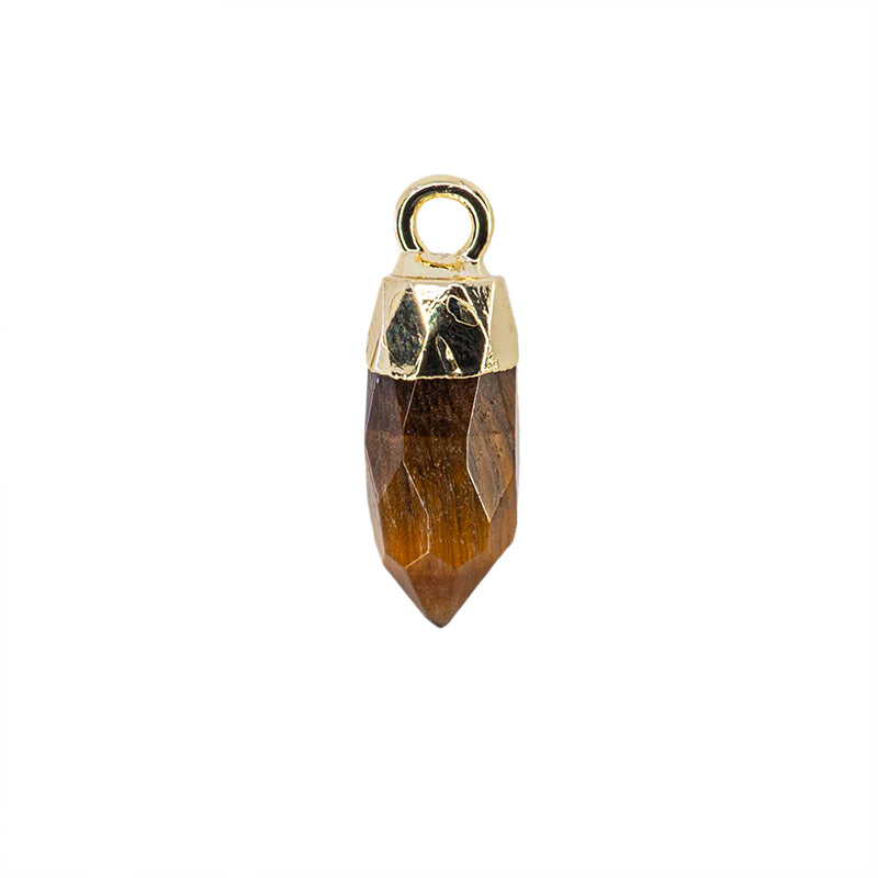 Dije Péndulo Ojo de Tigre Facetada 16x5.5mm Dorado