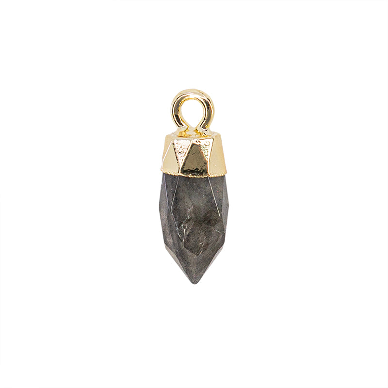 Dije Péndulo Labradorita Facetada 16x5.5mm Dorado