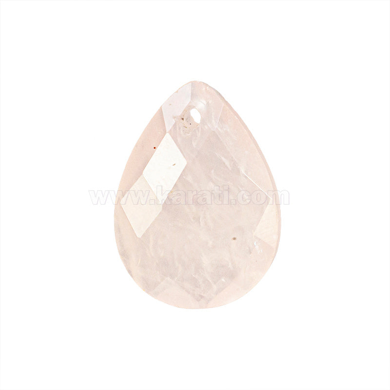 Dije Piedra Cuarzo Rosa Gota Facetada Plana 17x12.5mm Rosa