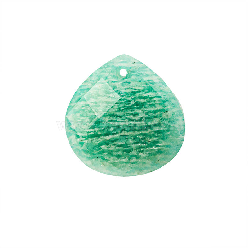 Dije Piedra Amazonita Gota Facetada Plana 16x16mm Verde