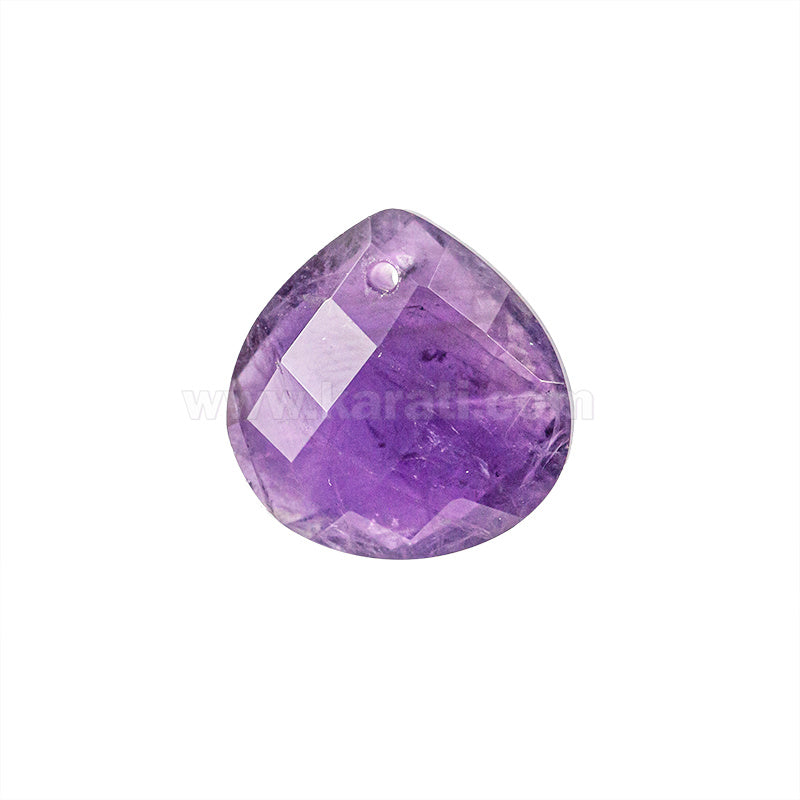 Dije Piedra Amatista Gota Facetada Plana 16x16mm Morado