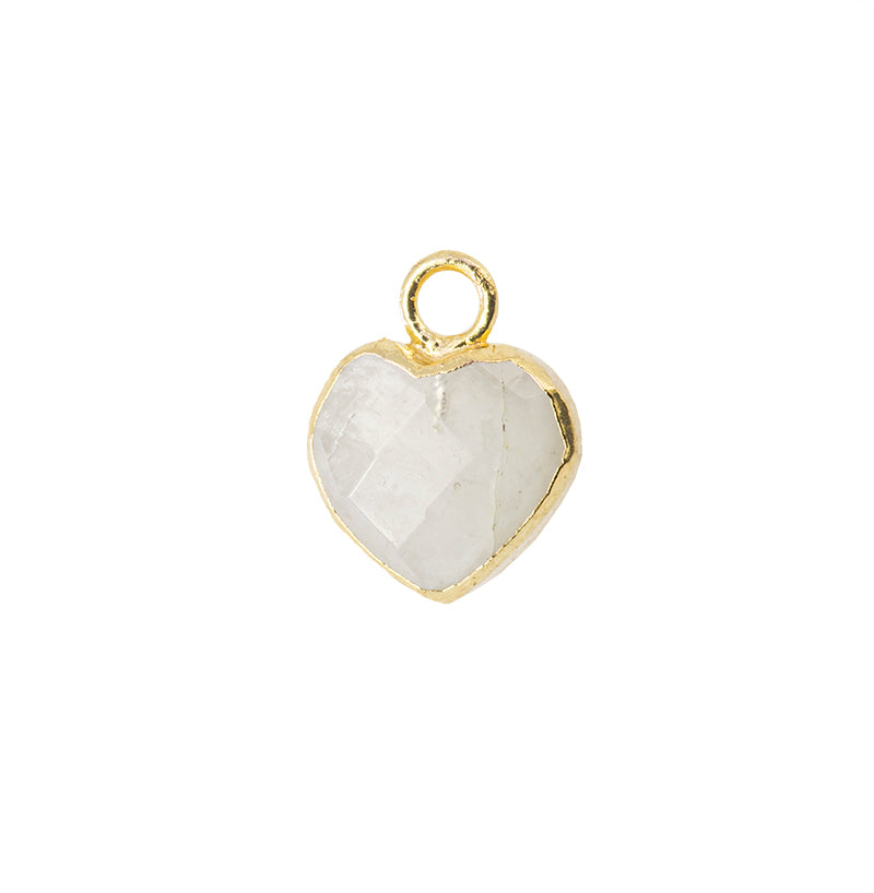 Dije Piedra de Luna Corazon 10x8mm Blanco