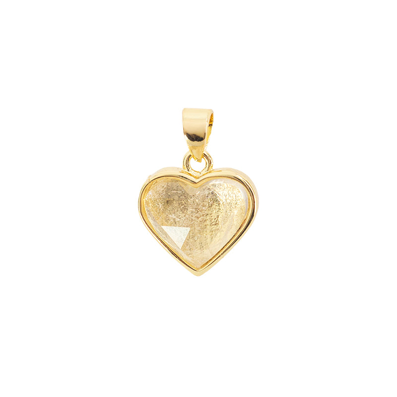 Dije Piedra Sol Corazón Biselado 12.7x12mm Dorado