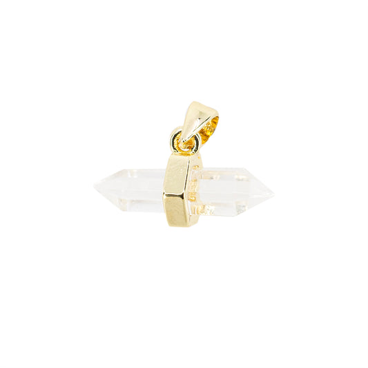 Dije Péndulo Cuarzo Blanco 9x16mm Dorado