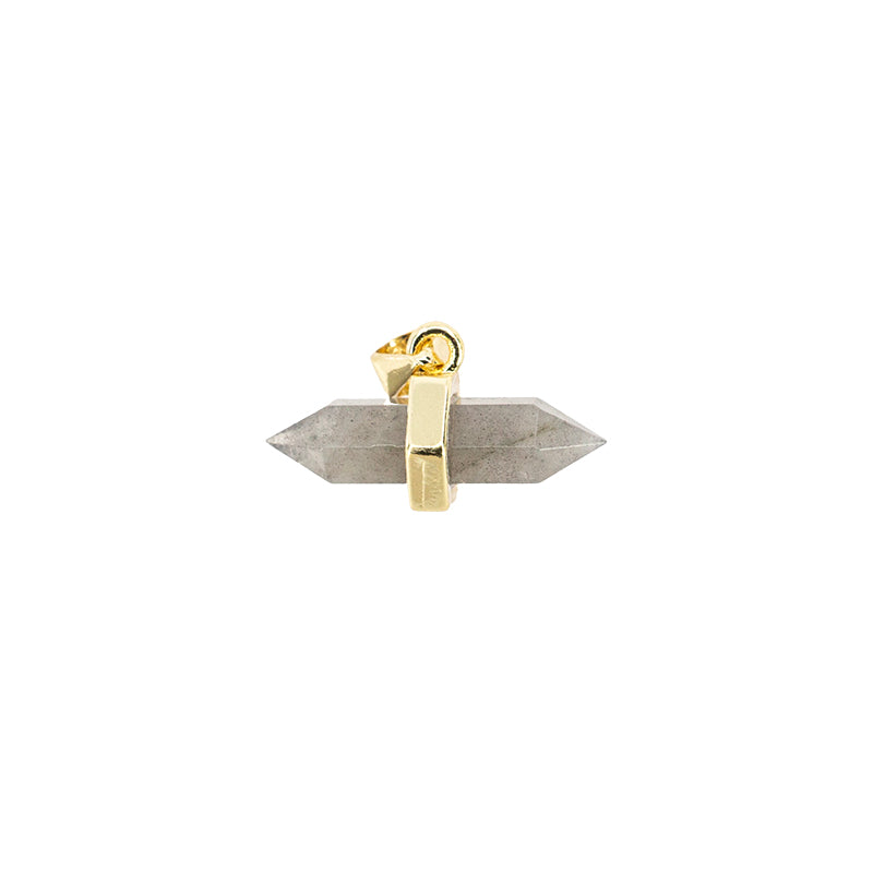 Dije Péndulo Labradorita 9x16mm Dorado