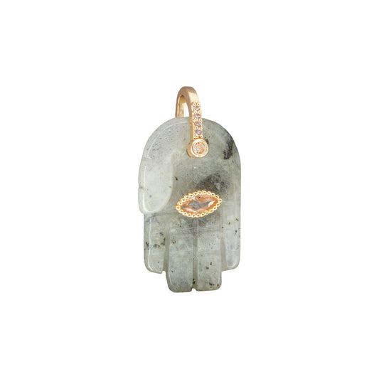 Dije Piedra Labradorita Mano 27.5x17mm Gris
