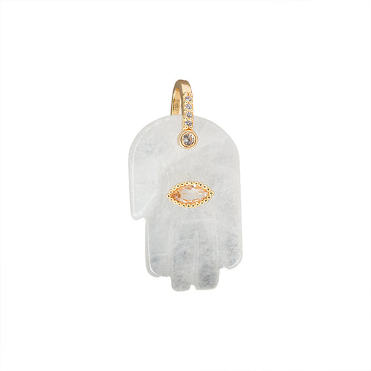 Dije Piedra Cuarzo Blanco Mano 27.5x17mm Brillante