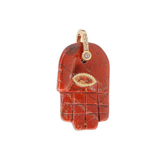 Dije Piedra Jasper Mano 27.5x17mm Rojo