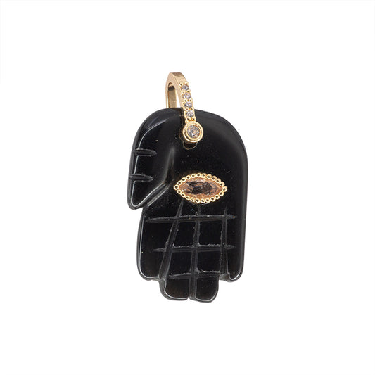 Dije Piedra Agata Mano 27.5x17mm Negro