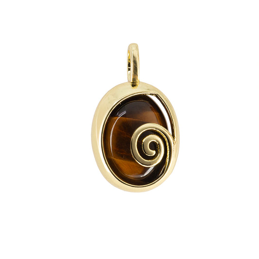 Dije Piedra Ojo de Tigre Oval 24x14.2mm Cafe