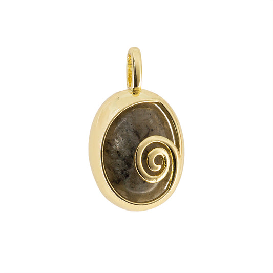 Dije Piedra Labradorita Oval 24x14.2mm Gris