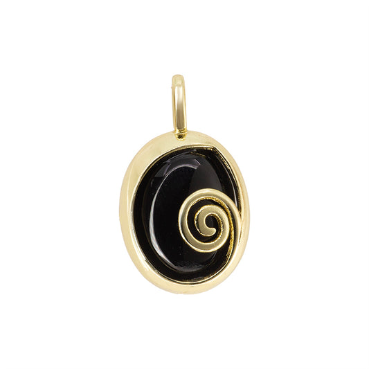 Dije Piedra Agata Oval 24x14.2mm Negro