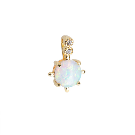 Dije Redondo Opalo con Circonia 12.5x8.5mm Dorado