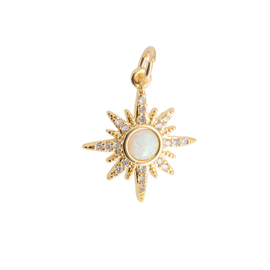 Dije Estrella Ópalo con Circonia 17x15mm Dorado