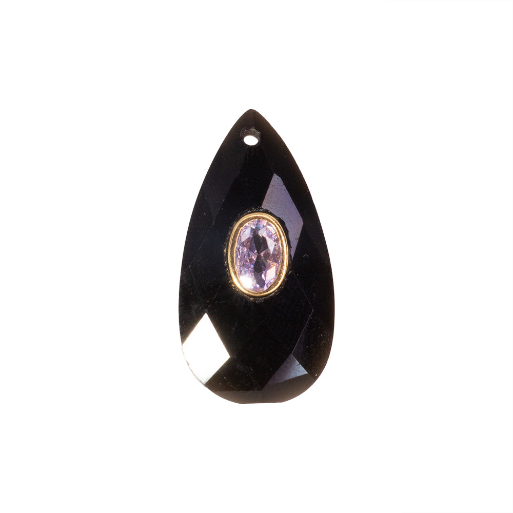 Dije Piedra Natural Jade Gota Facetada 25x13mm Negro