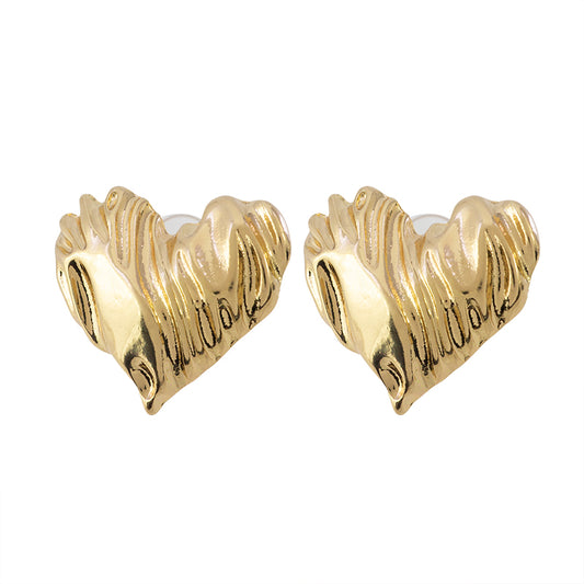 Aretes Chapa Corazón 27x32mm Dorado