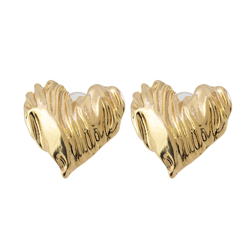 Aretes Chapa Corazón 27x32mm Dorado