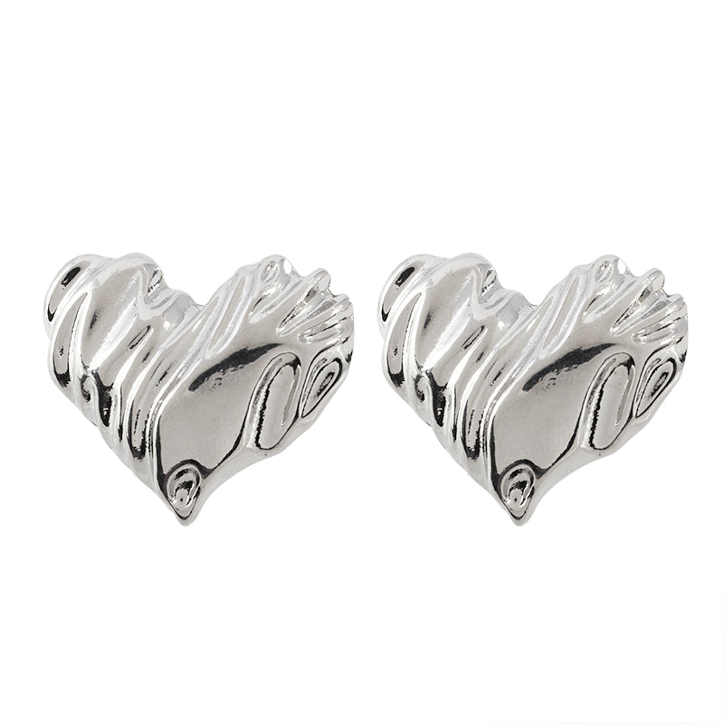 Aretes Chapa Corazón 27x32mm Plateado