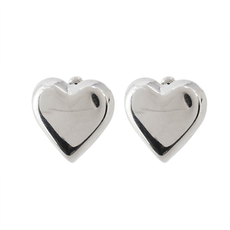 Aretes Chapa Corazón 25x25mm Plateado