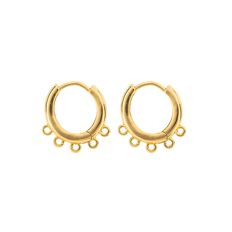Arracadas Chapa Redonda con 5 Argollas 18x14mm Dorado 