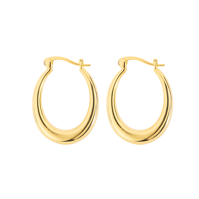 Arracadas Chapa Oval 25.6x19.6mm Dorado