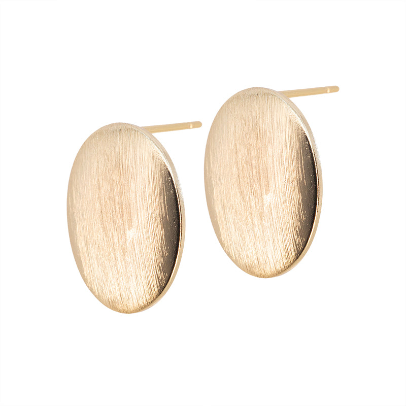 Aretes Chapa Oval con Argolla 16.4x12.6mm Dorado