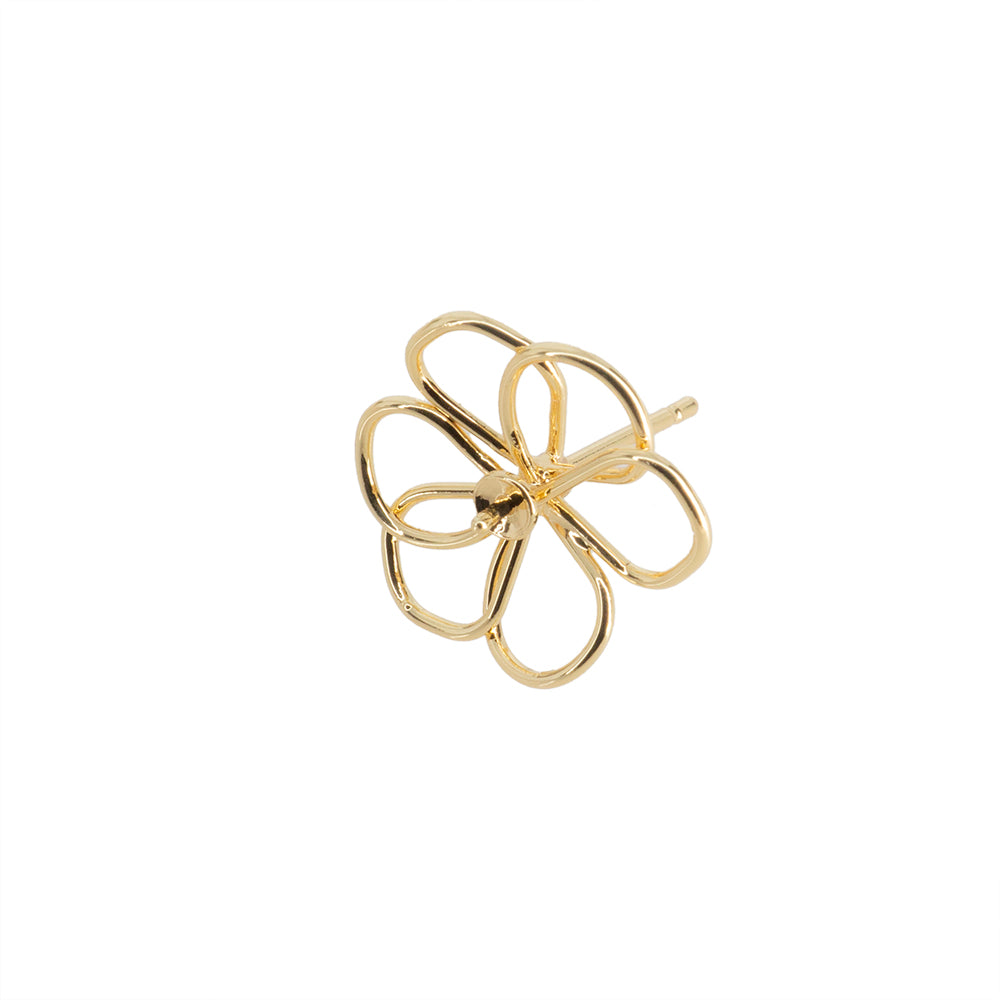 Aretes Flor para Pegar Piedra 17x16mm Dorado