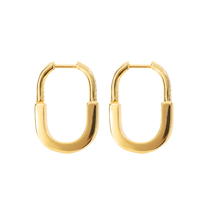 Arracadas Chapa con Circonia Oval 22.40x16mm Dorado