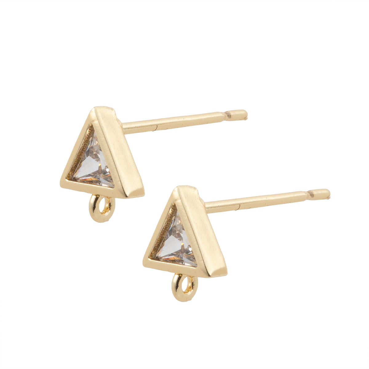 Aretes Triangulo con Circonia 7.5x6mm Dorado