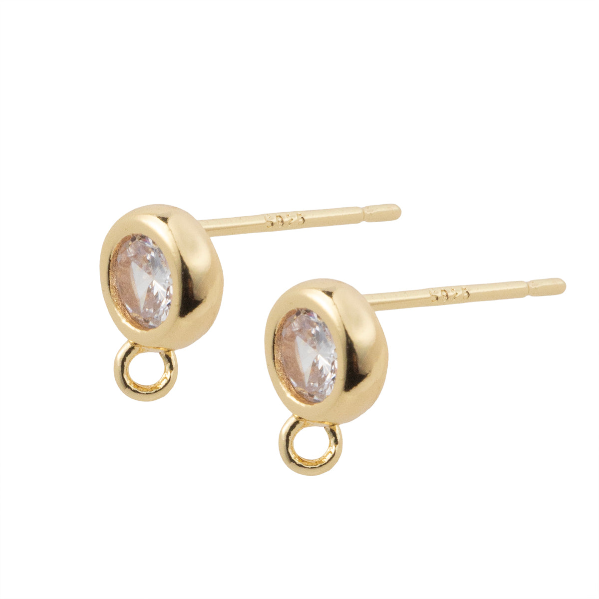 Aretes Circular con Argolla y Circonia 8.5x6mm Dorado