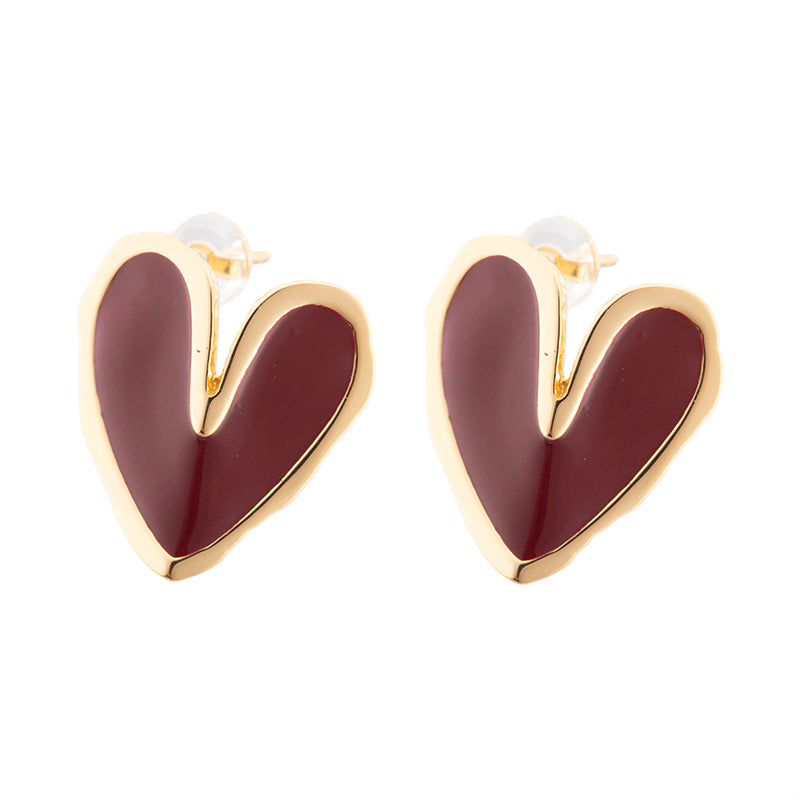 Aretes Plata .925 con Resina Roja 18x17mm Dorado