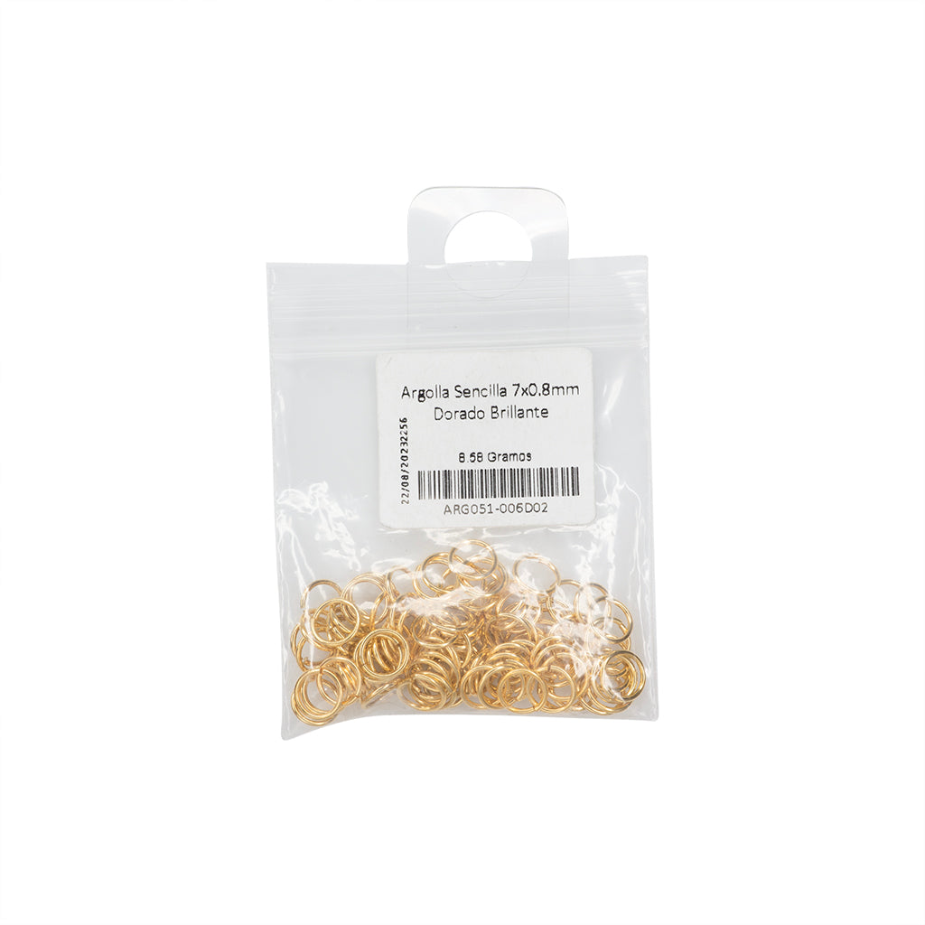 Argolla Sencilla 7x0.8mm Dorado Brillante