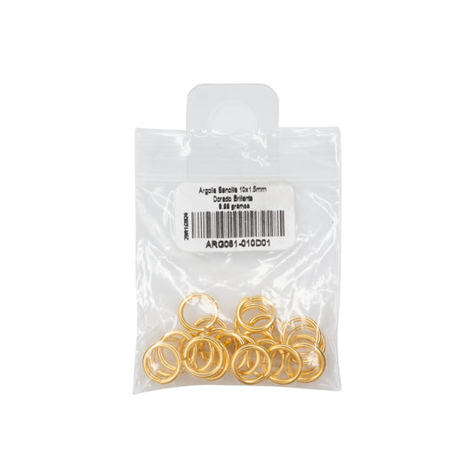 Argolla Sencilla 10x1.5mm Dorado Brillante