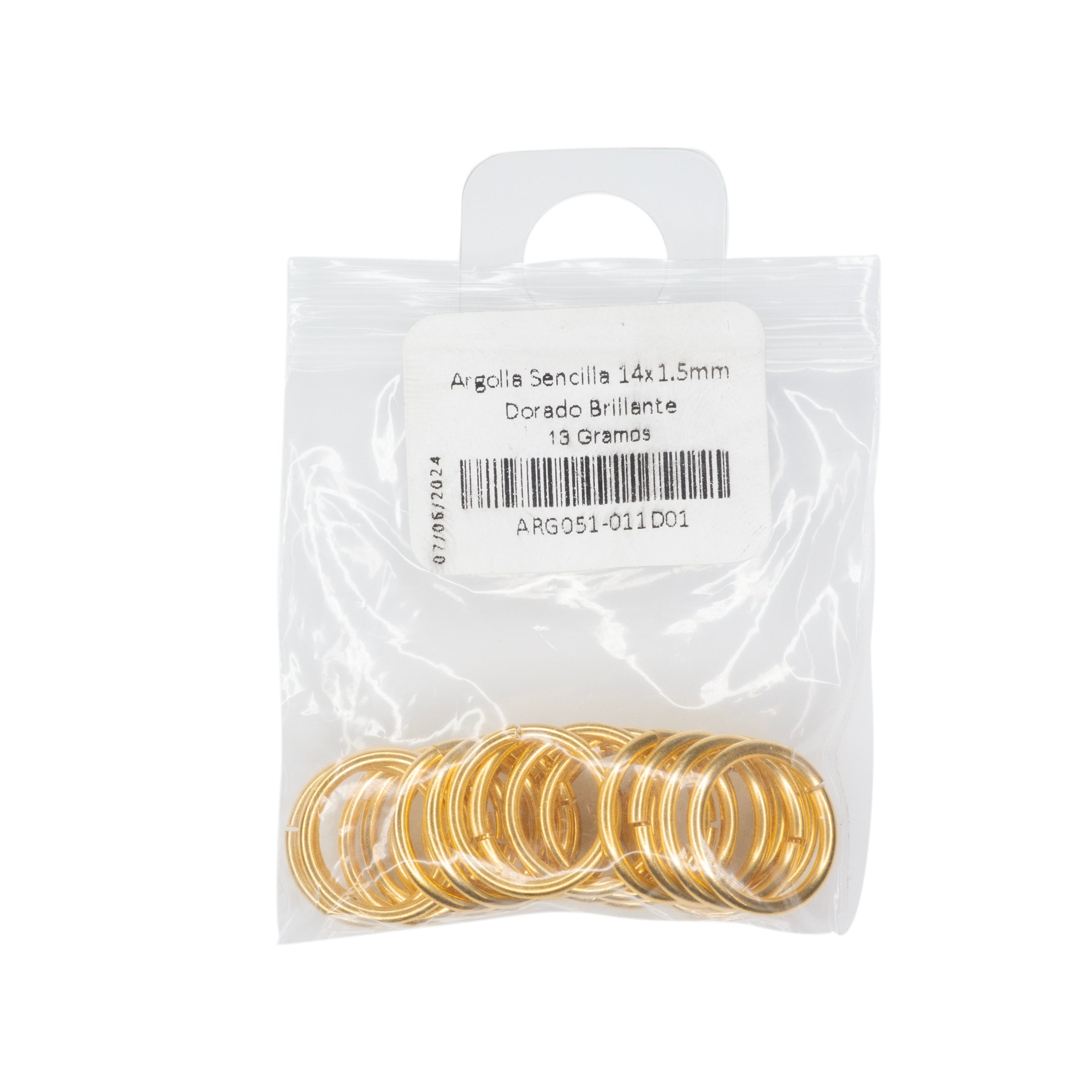 Argolla Sencilla 14x1.5mm Dorado Brillante