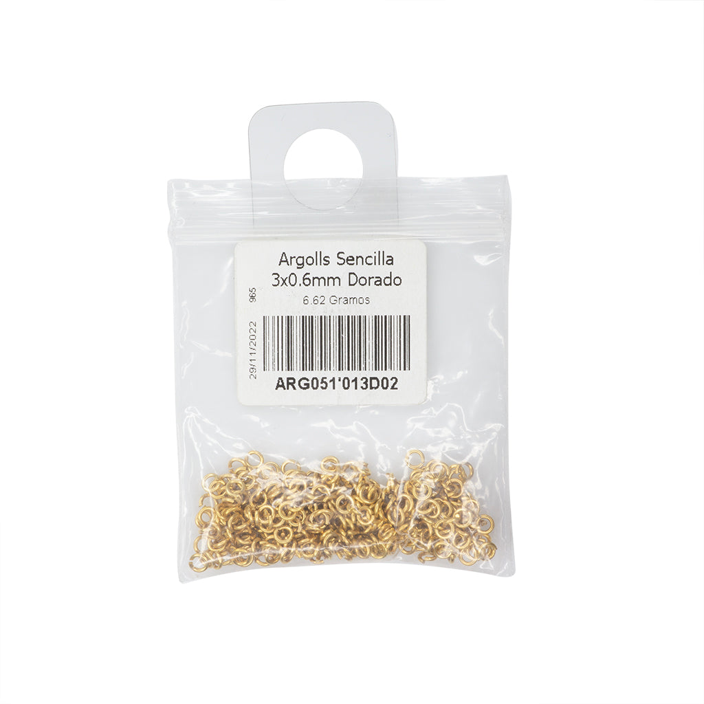 Argolla Sencilla 3x0.6mm Dorado