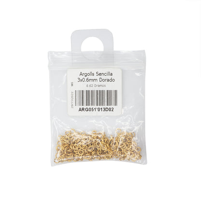 Argolla Sencilla 3x0.6mm Dorado